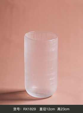 博西家居设计师直筒水彩玻璃小花瓶不规则家居装饰品透明花器