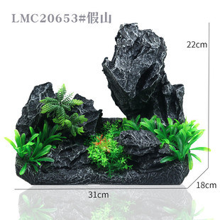 鱼缸仿真假山造景装 饰石头布景洞水族箱整体树脂摆件躲避套餐配件