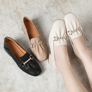 一脚蹬乐福鞋 24秋单鞋 女气质温柔风中跟配裙百搭软底不累脚懒人鞋