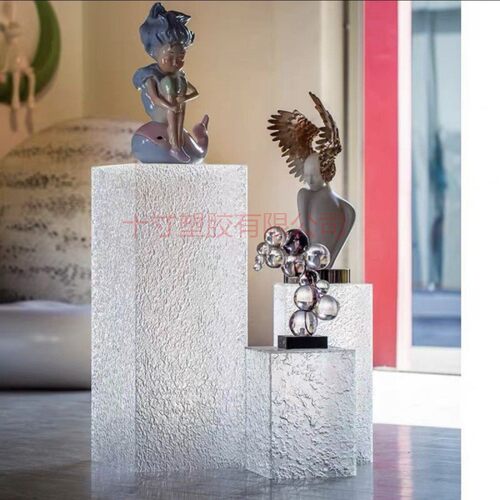 石纹亚克力底座水波纹石头展厅艺术品摆件展示简约摆台装置