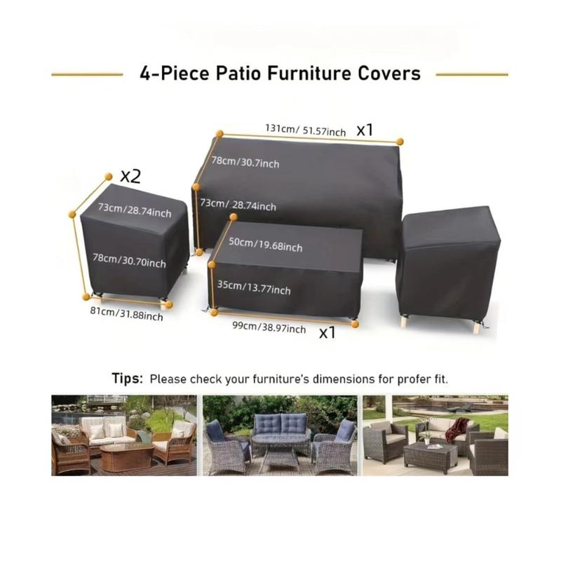 热销4-piecepatiofurniturecovers四件套组合罩椅子组合沙发茶几