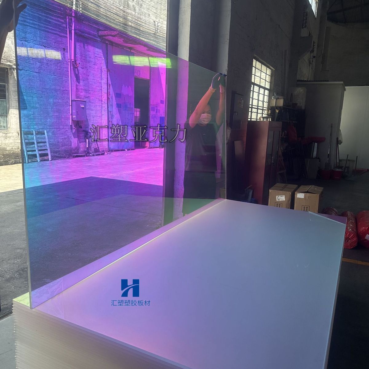 厂家批发炫彩板加工厚板幻彩亚克力石头纹渐变亚克力板展示架复合