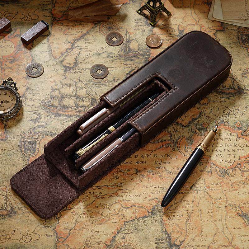 疯马皮笔盒3支装手工制作磁吸抽屉式学生钢笔袋收纳盒现货,电子/电工,接线端子,淘宝优惠券,粉丝福利购,淘宝优惠卷