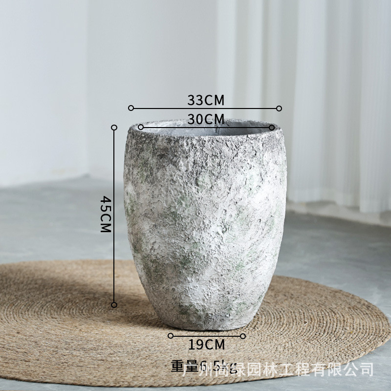 北欧创意水泥大花盆户外高级感圆形新款艺术鸭脚木特大号轻奢庭院