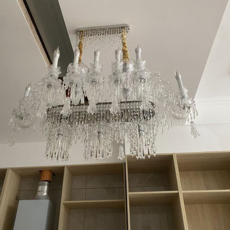 2024新款长方形客厅餐厅吧台吊灯别墅水晶灯奢华大气饭厅长条吊灯