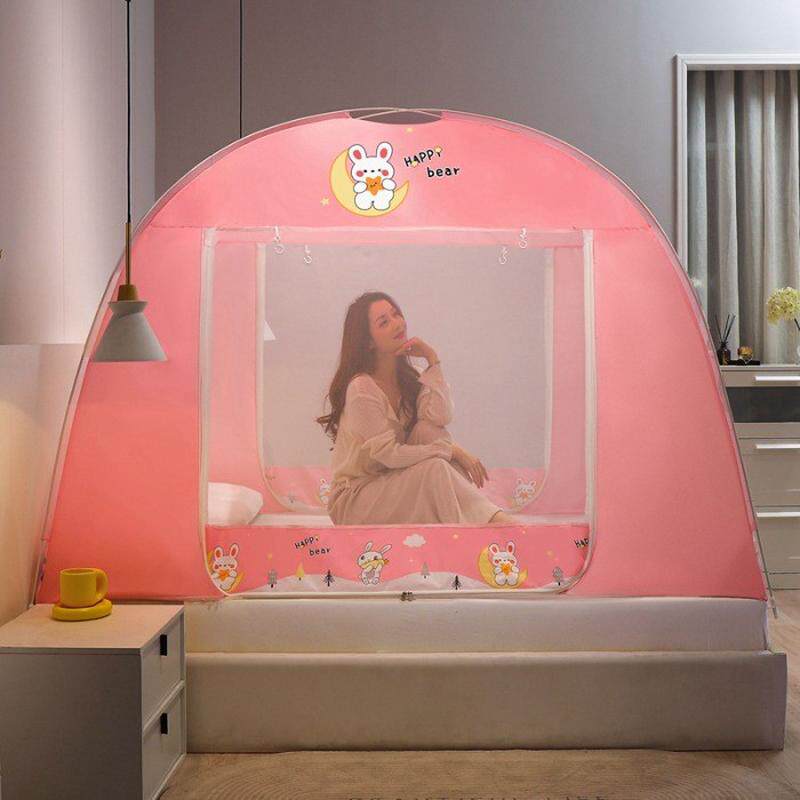 1s2j批发2022新款蒙古包蚊帐遮光防尘免安装u型双开门收纳可折叠