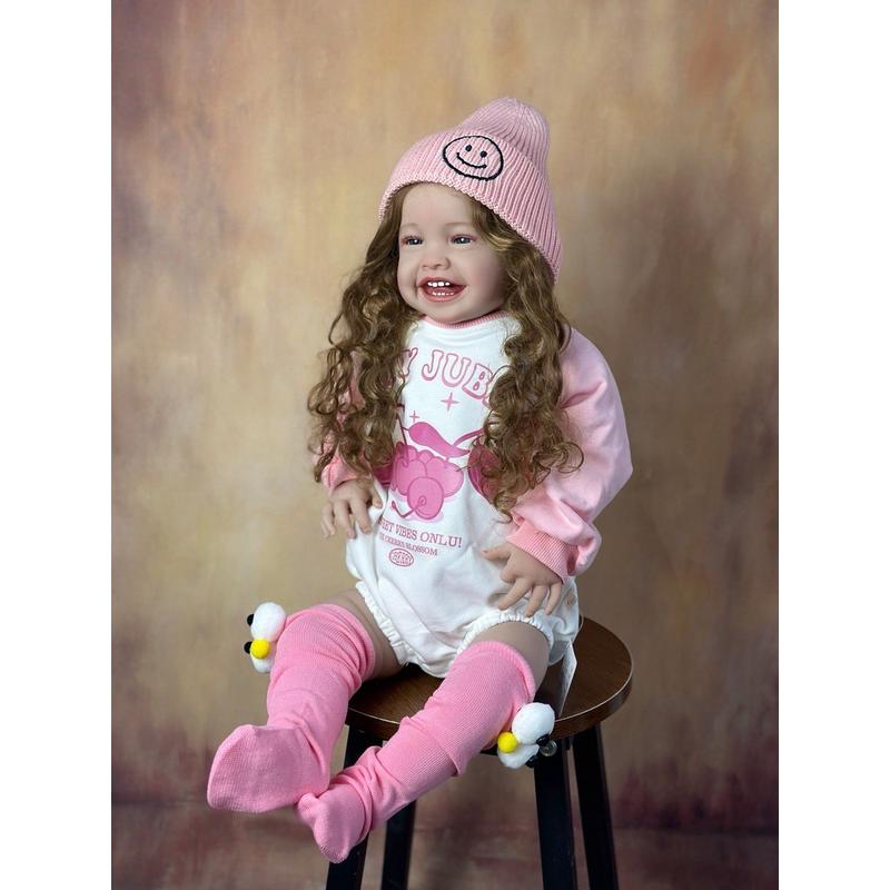 热销bzdoll重生娃娃60厘米棉仿真米拉mila款植入长发笑脸身女孩跨