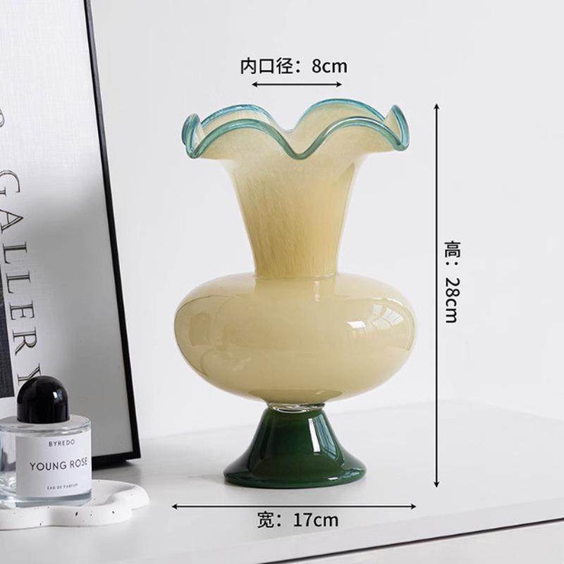 中古侘寂风家居玻璃拼色风灯花瓶插花花器花瓶摆件花瓶客厅装饰,家居饰品,装饰摆件,淘宝优惠券,粉丝福利购,淘宝优惠卷