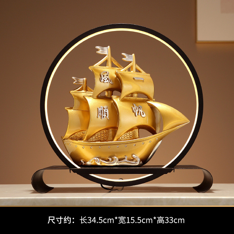 一帆风顺帆船摆件客厅树脂创意玄关电视柜摆件台灯装饰树脂工艺品