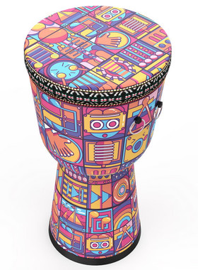 热销非洲鼓初学者入门儿童手鼓abs轻型手工8英寸花色布艺手鼓紫色