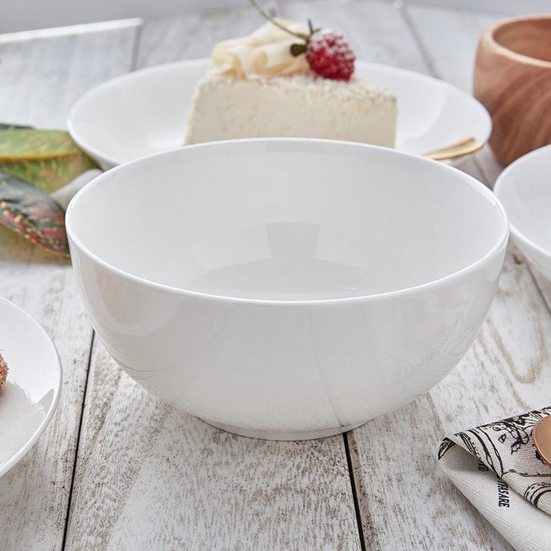 rp4t批发折扣店纯白碗大号饭碗汤面碗家用唐山陶瓷碗泡面碗微瑕