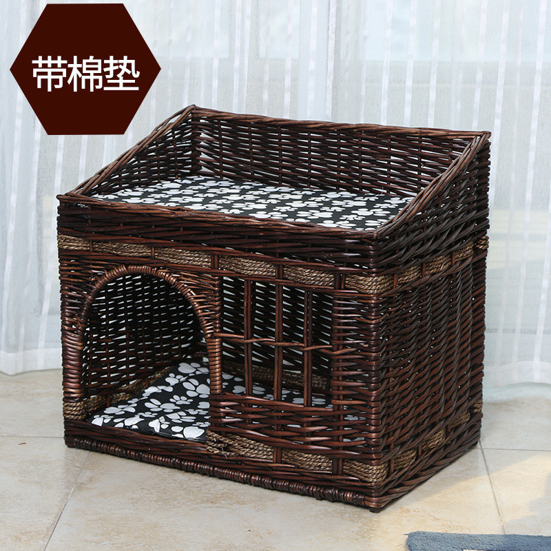 夏天用的竹编藤编空调猫窝幼猫专用多猫家庭猫咪筐窝创意夏日小奶