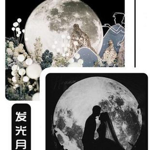 摆件装 婚庆道具背景影楼婚礼落日月亮发光舞台新款 饰软膜灯箱月球