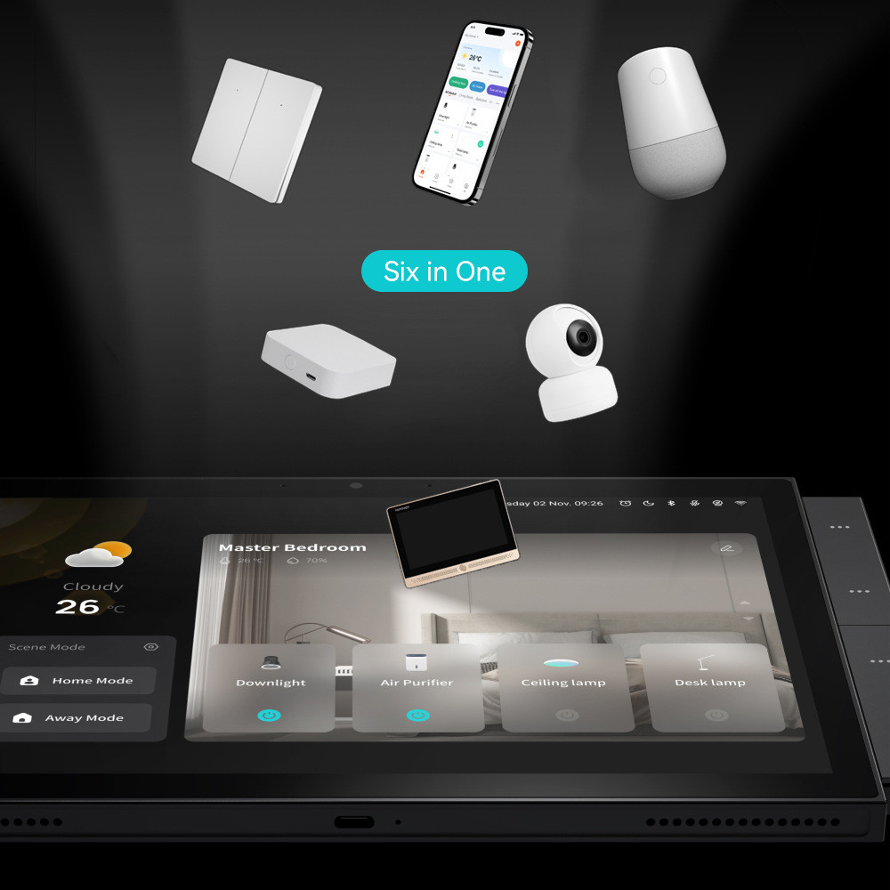 热销tuya智能内置屏zigbee网关10寸屏幕支持门铃门锁中控alexa多