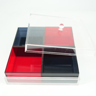 彩色亚克力盒子九宫格茶叶首饰收纳防尘罩盒子透明亚克力礼品定制