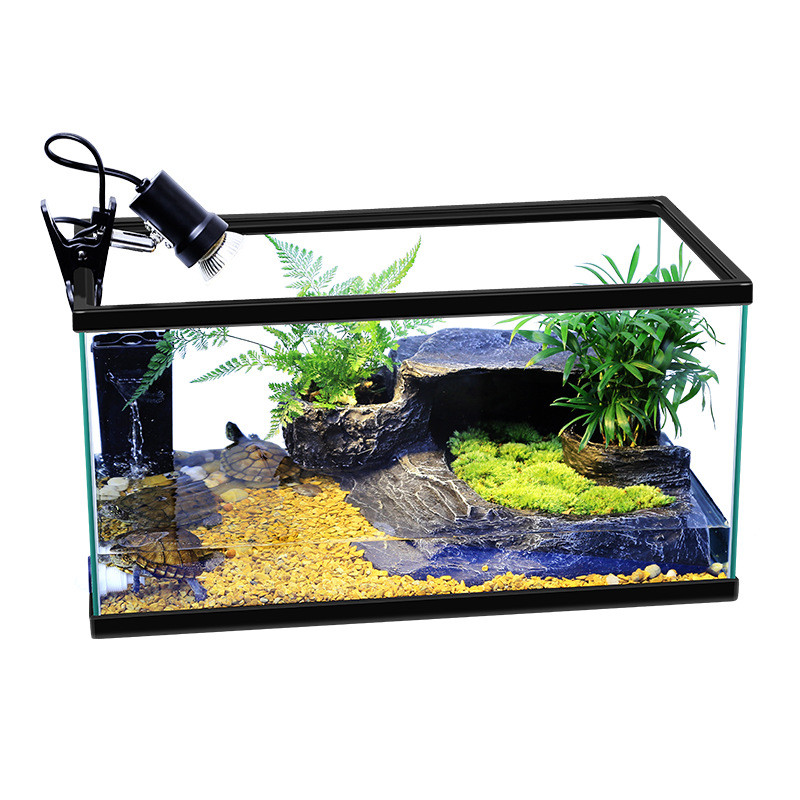 热销乌龟缸专用带晒台鱼缸造景大型养乌龟饲养箱别墅生态水陆玻璃