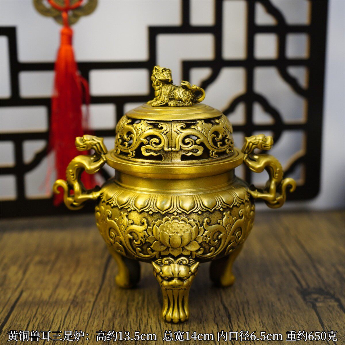 仿古狮子二龙戏珠熏香炉地摊耳青香炉办公室兽文玩摆件纯铜香薰炉