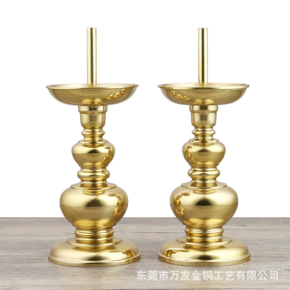 黄铜烛台摆件葫芦光身关公蜡烛座厂家批发金属插蜡烛台座婚庆供奉