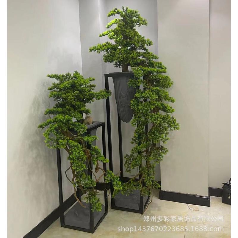 仿真松松迎客松树大型罗汉松美人柏树盆景摆件红绿枫禅意造景假树
