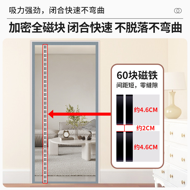 侧开防蚊门帘纱帘夏季家用魔术贴加密磁性卧室蚊帐纱窗网纱门新款