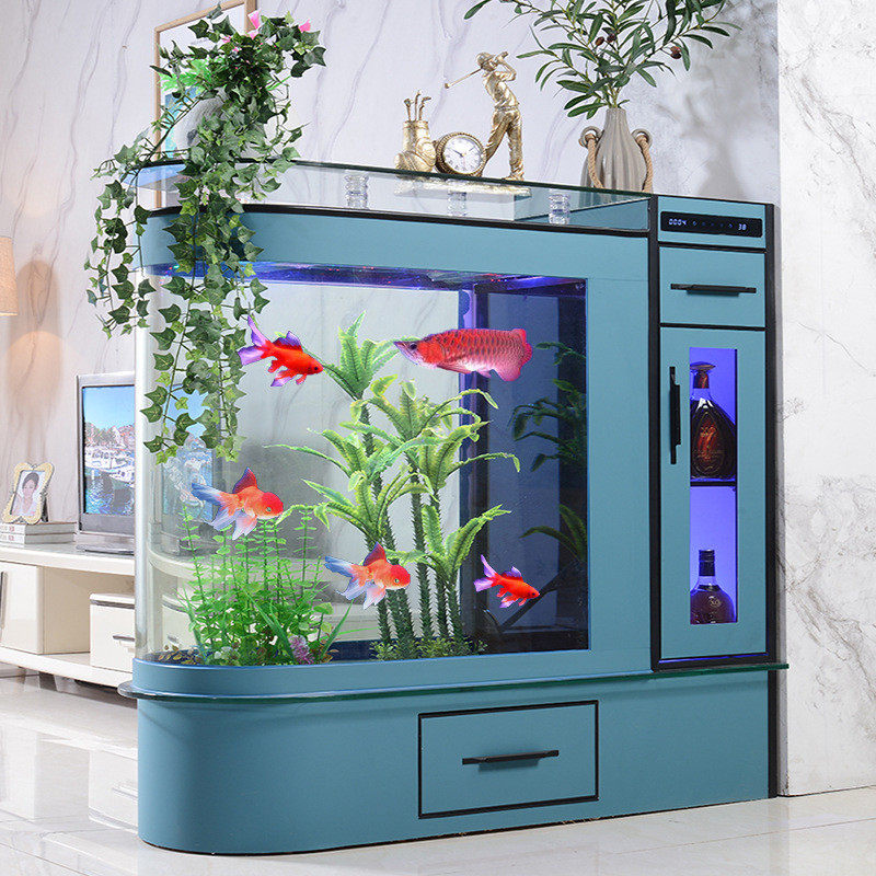 鱼缸屏风客厅隔断酒柜轻奢风大型开放式水族箱免换水玻璃生态家用