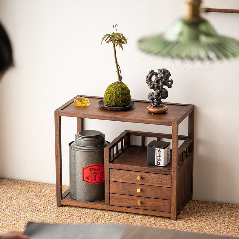 胡桃木桌面置物架茶具小型收纳架实木茶饼盒客厅茶室博古架收纳柜,餐饮具,茶道/零配,淘宝优惠券,粉丝福利购,淘宝优惠卷