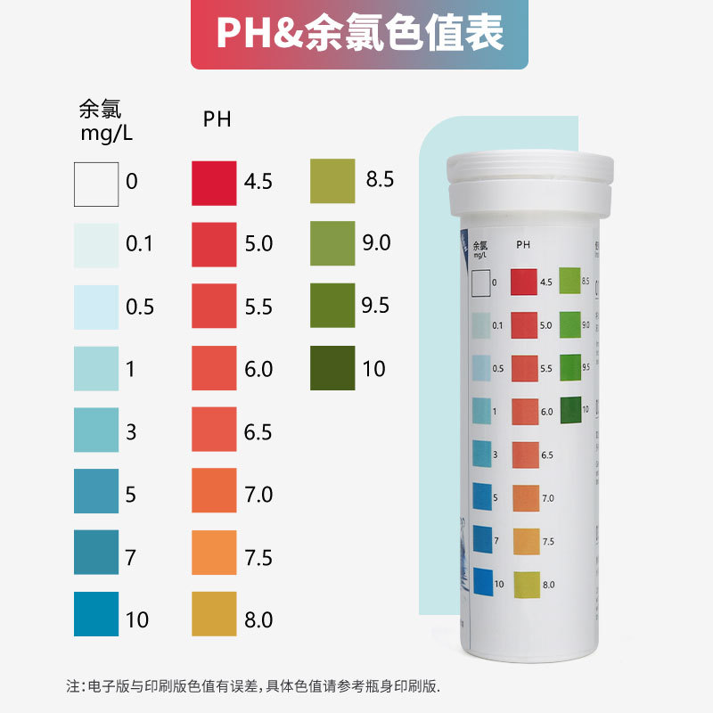 ph余氯试纸医院污水测试剂家用净水器泳池酸碱度测定消毒水试剂盒