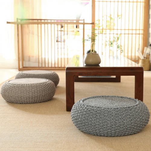 日式蒲团榻榻米坐垫懒人坐墩子加厚茶室阳台打坐禅修垫子绳编藤编