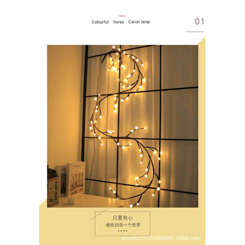 新款节日led树枝藤条灯串塑料造型圆球彩灯网红装饰灯串布置小灯