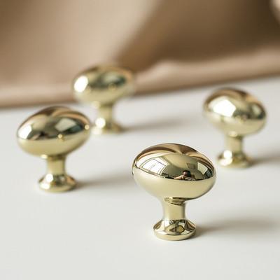 INDOORS高端实心纯黄铜椭圆鸽子蛋金色橱柜门简约把手柜门小拉手