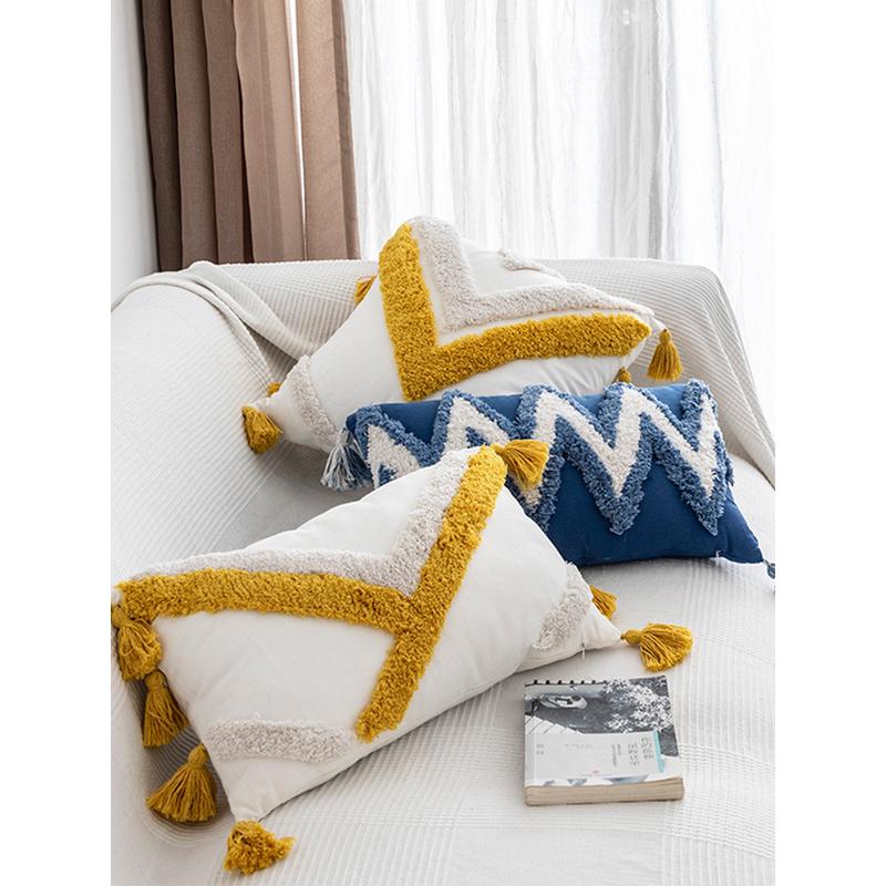 热销5dbj风波西米亚批发可拆洗靠垫抱枕摩洛哥手工簇绒床头客厅靠