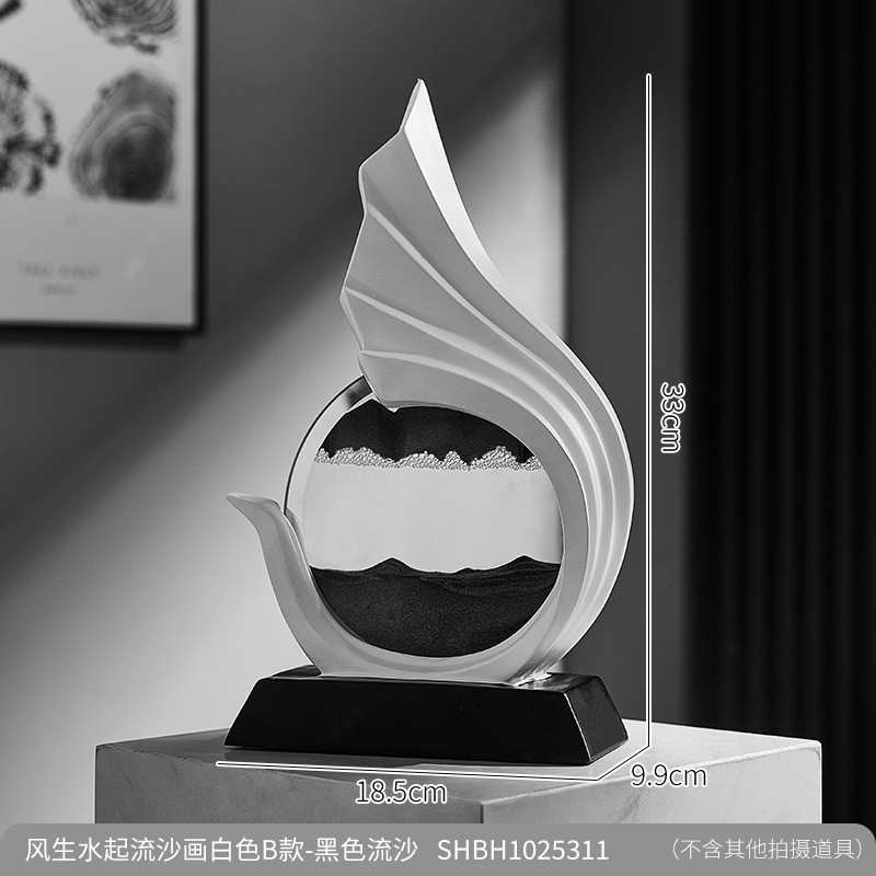 现代简约艺术树脂客厅电视柜起流沙画桌面摆件风生水办公室装饰品