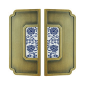 新中式 铝合金门拉手铝板大门拉手玻璃门把手酒店别墅区入户门陶瓷