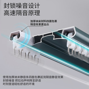 侧装 双层铝合金窗帘轨道纳米静音导轨滑轮顶装 窗帘配件罗马窗帘杆