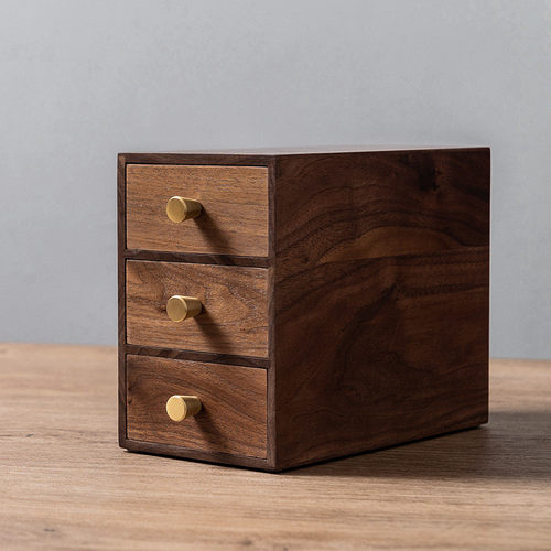 梵瀚文具多层桌面抽屉式收纳盒办公室实木置物架分格杂物整理盒