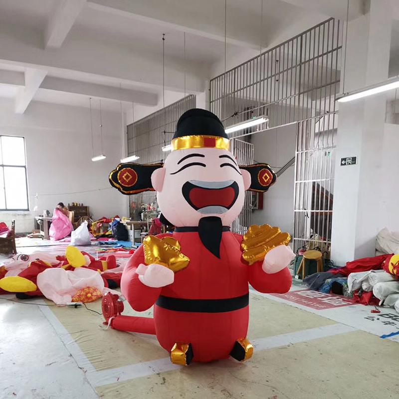 新款充气气模美陈财神财神爷卡通模型气模充气财神虎年财神爷道具
