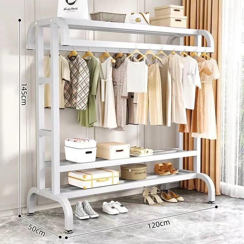 双弯衣架晾衣杆阳台专用固定式特厚折叠晾衣架落地立式晒衣架