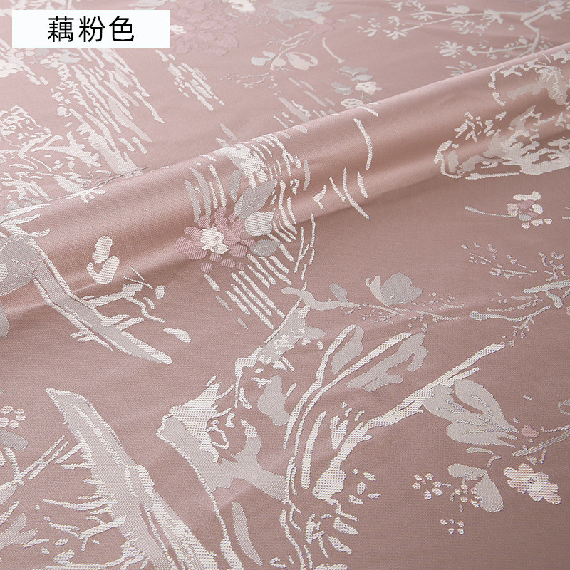 低批发价款新中式沙发抱枕坐垫高花鸟提花布客厅遮光窗帘布料