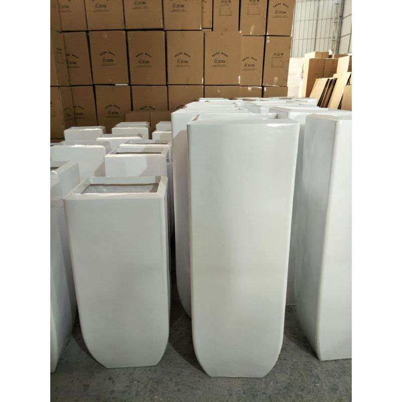 玻璃钢四酒店落地花瓶花插方口客厅家居装饰摆件婚庆礼品0105