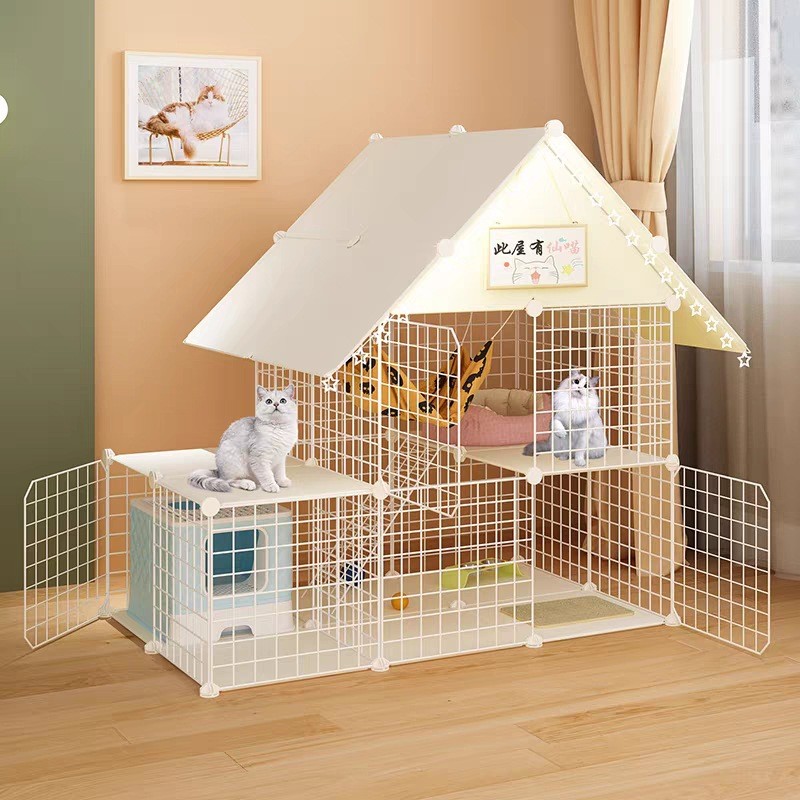 热销脚狗笼子家用超大空间豪华猫咪别墅自由组装猫窝猫舍不卡猫笼