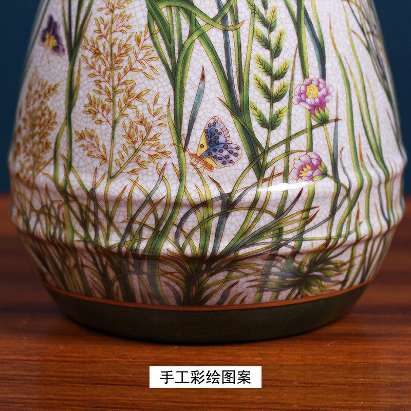 美式乡村小鸟客厅茶几陶瓷镶铜花瓶家居装饰餐桌装饰壶软装摆件