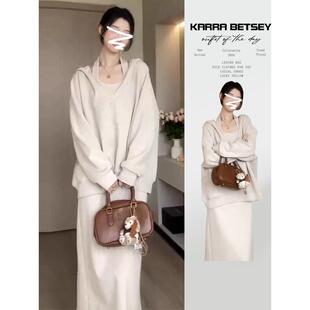 长裙 小个子卫衣套装 2024新款 韩系高级感秋冬穿搭连衣裙子女早秋季