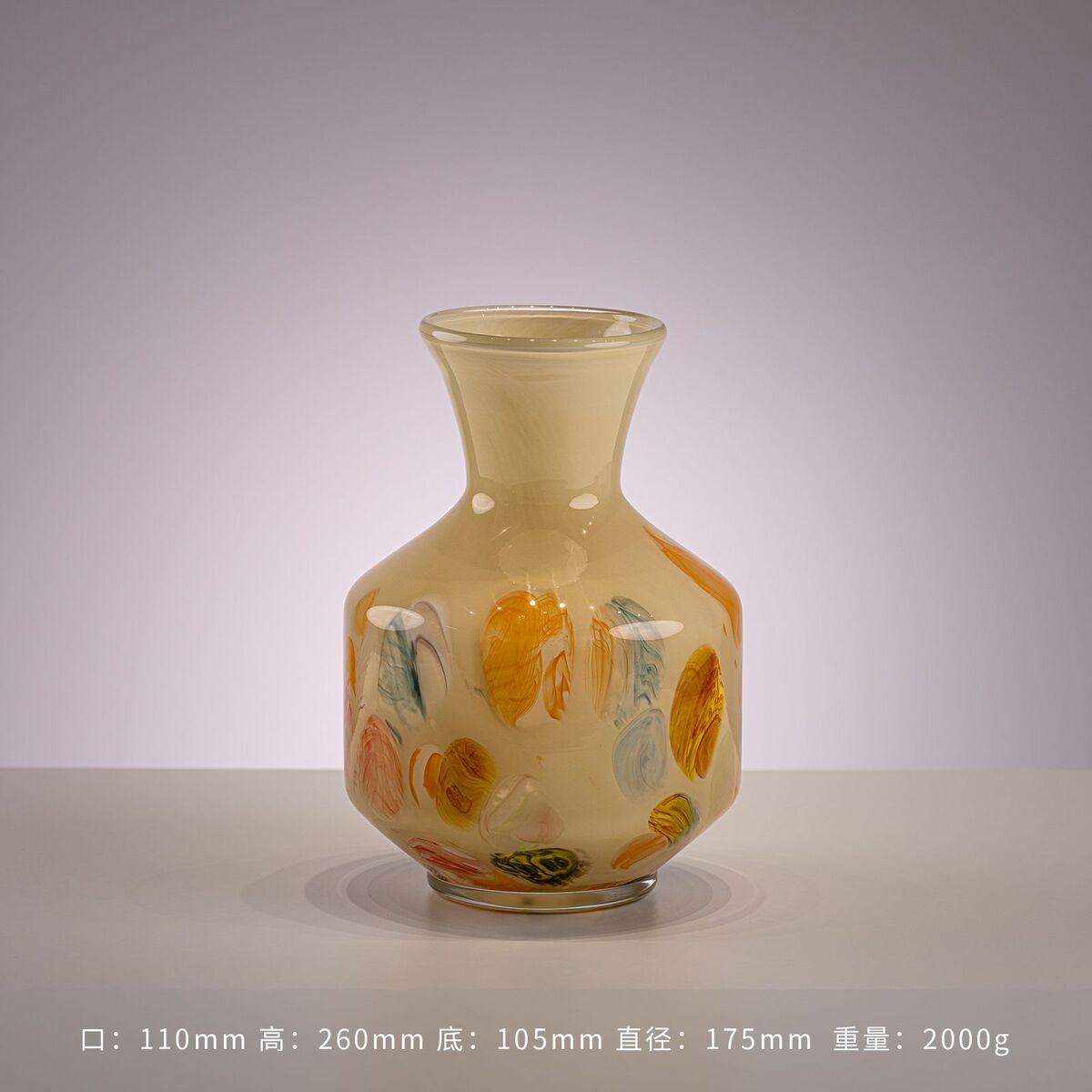 原色人工吹制中古芬样板房创意玻璃花瓶顿客厅家居摆件琉璃工艺品