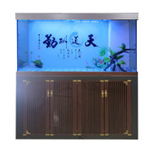 大型龙鱼批发订货 底滤水族箱 复古鱼缸木色中式 生态鱼缸玻璃缸