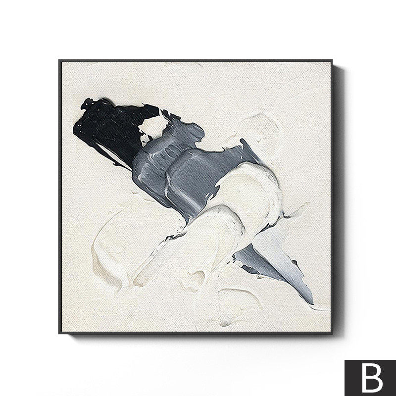 挂画客厅沙发后面的高级样板间装饰画壁画灰油画质感抽象简约挂画