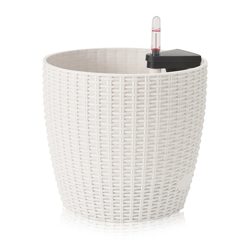 北欧ins风室内加厚仿藤编花盆批发桌面式创意塑料懒人多肉花盆