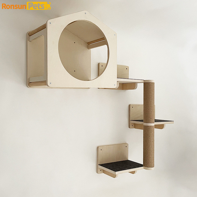 小木屋猫房子猫爬架猫架壁挂式墙上猫窝大空间木质猫别墅批发