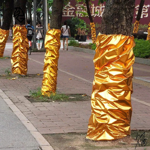 金装饰柱子包树布包舞台花店材料庆祝金布开业店庆节日商场花篮纸