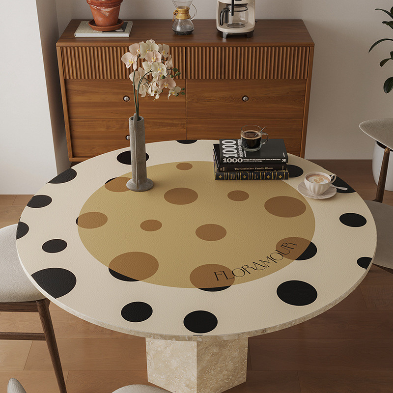 热销皮革圆形桌垫轻奢餐桌圆桌茶几垫防水防油防烫免洗高级感桌面
