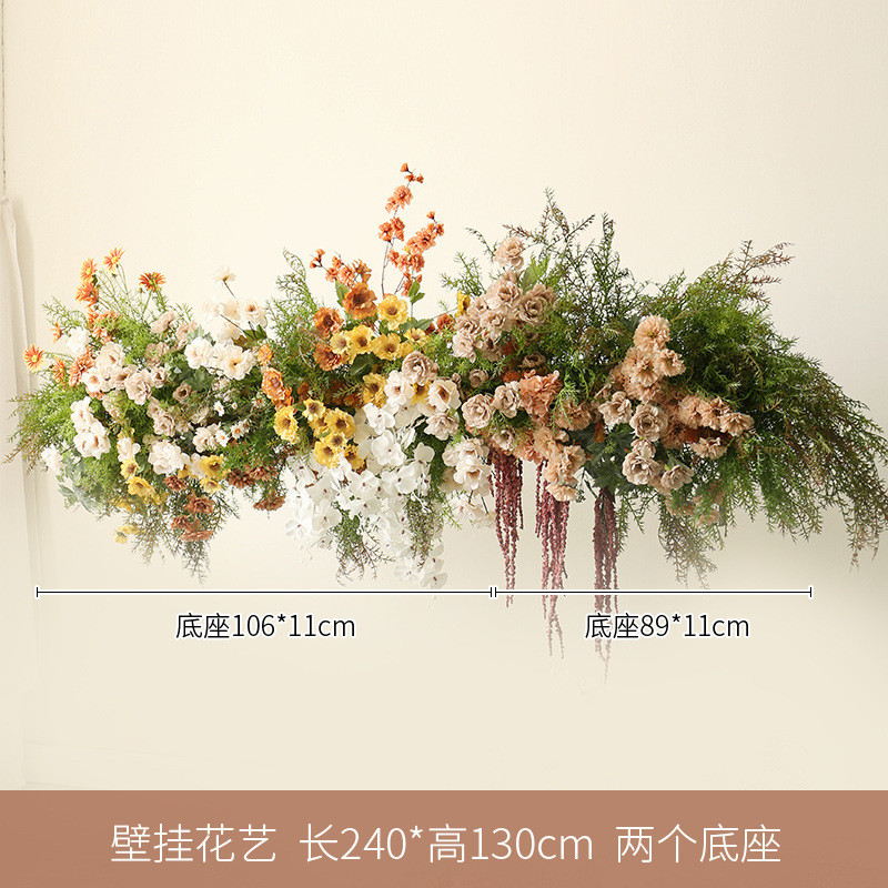 森系绿植花艺布置插花酒店造景背景墙饰挂花服装橱窗餐厅落地花堆